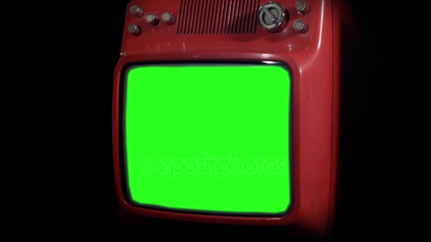 Pantalla Verde Vieja Tv — Vídeo de stock