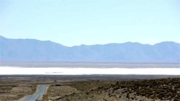 Аргентинский флаг в Salinas Grandes Salt Flat — стоковое видео