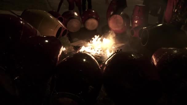 Calentamiento de tambores en Montevideo, Uruguay — Vídeo de stock