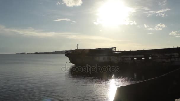 Statku Wyrzucona Wybrzeżach Montevideo — Wideo stockowe