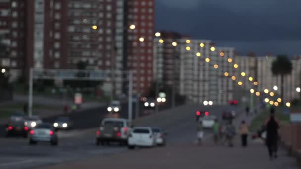 Rambla Montevideo Nightfall Girato Montevideo Uruguay Giugno 2014 — Video Stock