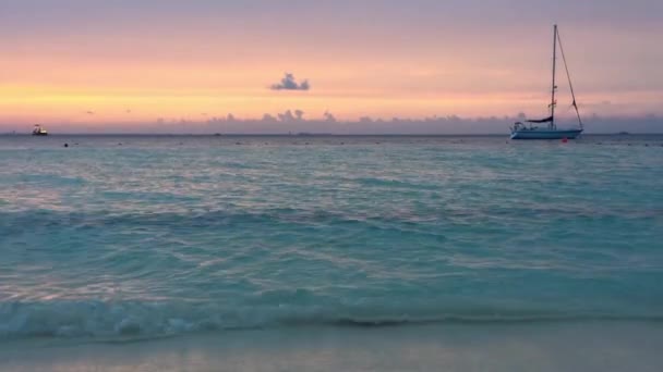 Günbatımı Cancun Sahil — Stok video