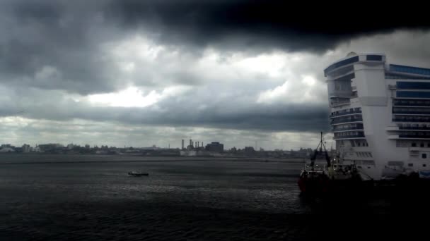 Storm Harbor Montevideo Uruguay Filmed Montevideo Uruguay June 2014 — Stock Video