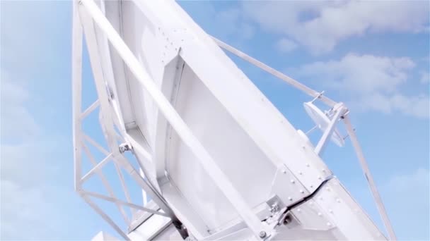 Satellite Antenna Cloudy Sky Dolly Shot — Stock Video