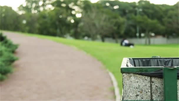 代の若者は 公園にゴミを捨てる — ストック動画
