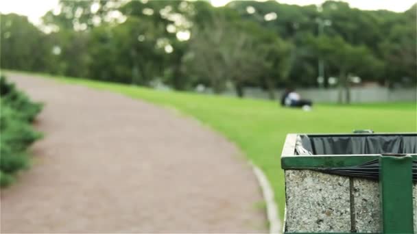 Teenagers Throw Garbage Park — Stock Video