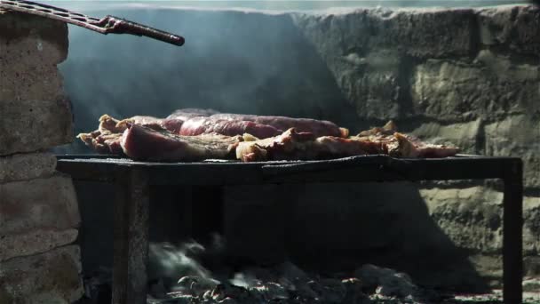 Argentine Barbecue Grill Parrilla — Stock Video