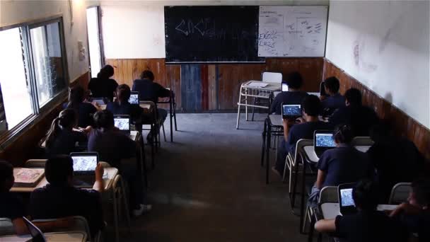 Teacher Computer Class Argentina Filmed Buenos Aires Argentina June 2012 — Stock Video