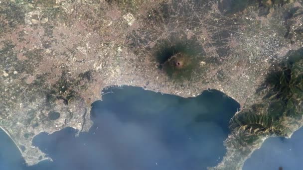 Neapelbukten Och Berget Vesuvius Italien Från Rymden Delar Denna Bild — Stockvideo
