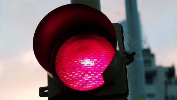 Rood Licht Bij Het Stoplicht Gefilmd Buenos Aires Argentinië — Stockvideo