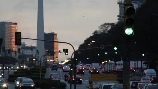 Trânsito Buenos Aires Entardecer Avenida Julho — Vídeo de Stock