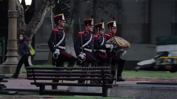 Grenadiers Van Argentinië Buenos Aires Gefilmde Mei 2014 Buenos Aires — Stockvideo