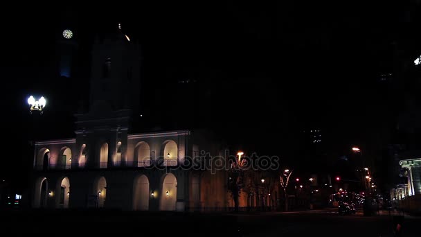 Buenos Aires Arjantin Buenos Aires Cabildo Gece Vurdu — Stok video