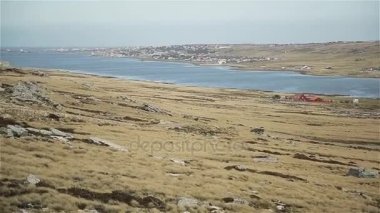 Falkland Adaları'nda bir tepe geçiş 4 x 4 aracı. (Islas Malvinas).