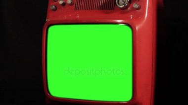 Yeşil ekran ile eski kırmızı Tv. Herhangi bir görüntü veya resim ile yeşil ekran değiştirmek hazır olmasını istiyorum. Atış zoom.