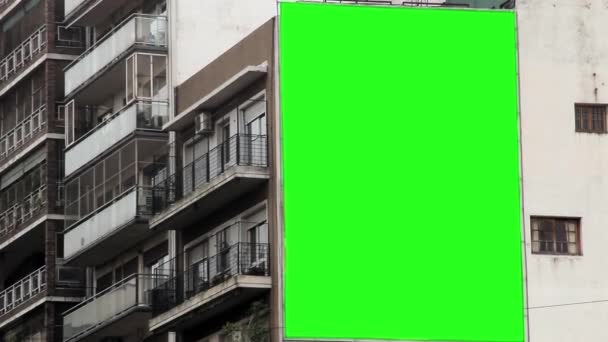 Cartelera Con Pantalla Verde Edificio Listo Para Reemplazar Pantalla Verde — Vídeo de stock