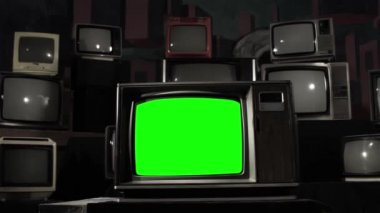 Yeşil ekran ile eski bir Tv. Atış siyah ve beyaz renk değiştirir. Herhangi bir görüntü veya resim ile yeşil ekran değiştirmek hazır istiyorum. 