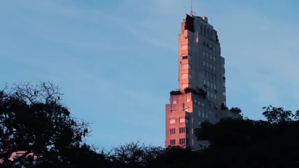 Het Gebouw Kavanagh Bij Zonsondergang Buenos Aires Argentinië — Stockvideo