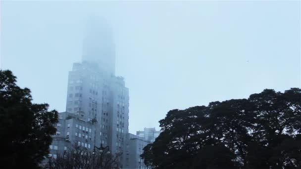 Bâtiment Kavanagh Dans Brouillard Buenos Aires Argentine — Video