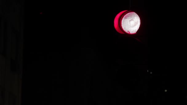 Közlekedési Lámpa Sötét Éjszakában — Stock videók
