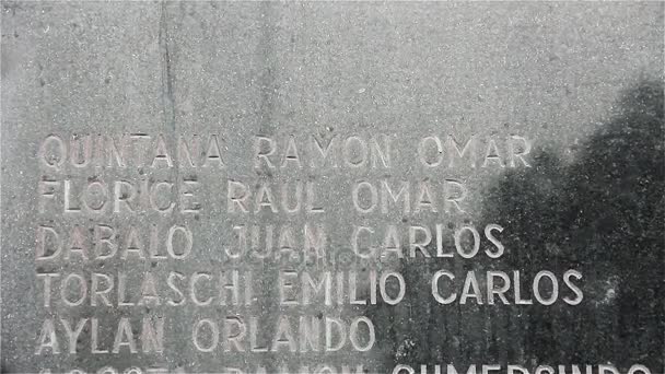 Noms Dans Monument Pour Les Disparus Dans Guerre Des Malouines — Video