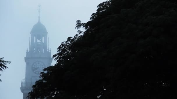 Torre Monumental Torre Dos Ingleses Nevoeiro Buenos Aires Argentina — Vídeo de Stock