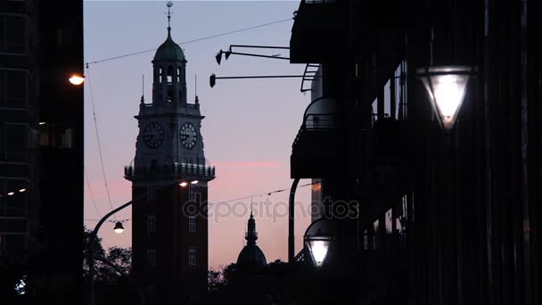 Torre Monumentální Tower Anglicky Soumraku Buenos Aires Argentina — Stock video