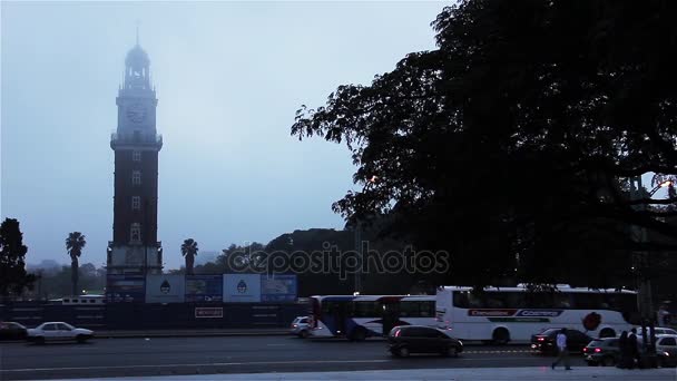 Torre Monumentální Tower Anglicky Mlze Buenos Aires Argentina — Stock video