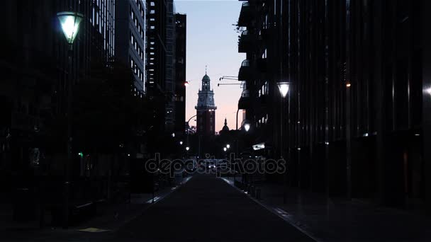 Torre Monumental Tower English Anochecer Buenos Aires Argentina — Vídeo de stock