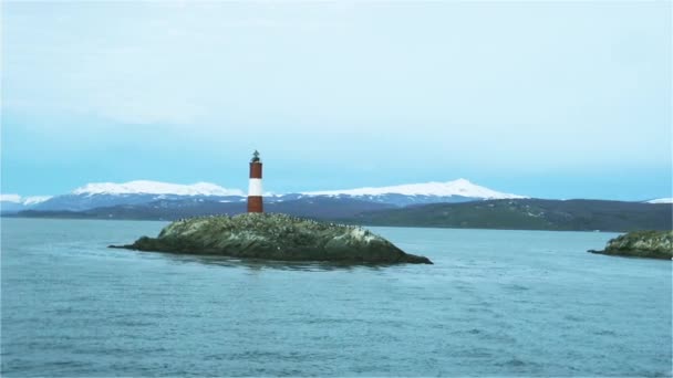 Les Eclaireurs Lighthouse Een Oude Vuurtoren Het Beagle Channel — Stockvideo