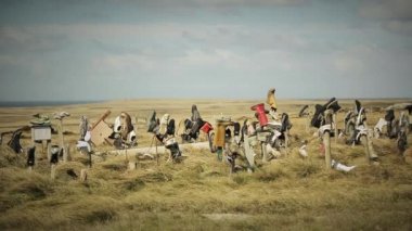 Falkland Adaları 'ndaki Boot Hill Port Stanley (Islas Malvinas). 