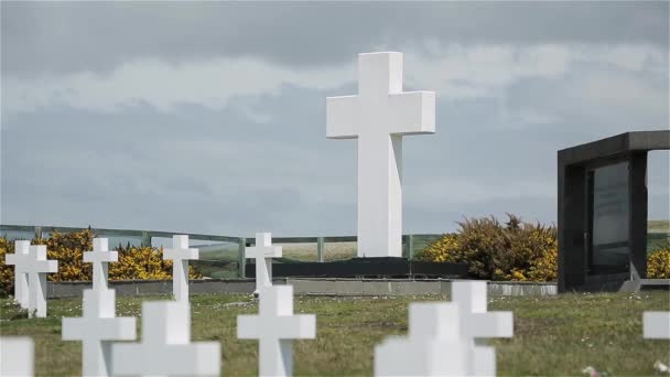 Аргентинское Кладбище Cementerio Darwin Мальвинские Острова Дарвин Восточный Фолкленд Фолклендские — стоковое видео
