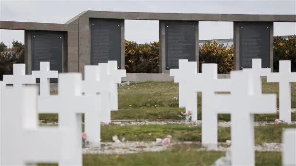 Аргентинское Кладбище Cementerio Darwin Мальвинские Острова Дарвин Восточный Фолкленд Фолклендские — стоковое видео