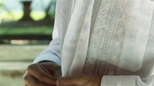 Man Wearing White Shirt Side View Close — Stock Video