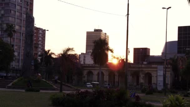 Plaza Armas Asuncinban Naplementekor Paraguay — Stock videók