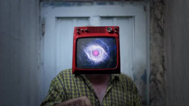 Eye God Nebula Head Man Cabeça Homem Conceito Surreal Elementos — Vídeo de Stock