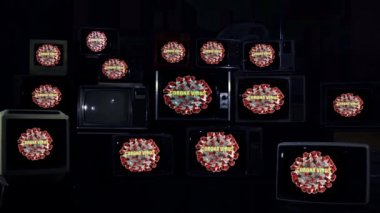 Retro Televizyonlarda Coronavirus. Coronavirus Salgını Konsepti Videosu. Bu videonun bazı unsurları Kamu Alanındadır.  