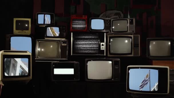 Uruguay Bandera Televisores Retro — Vídeos de Stock