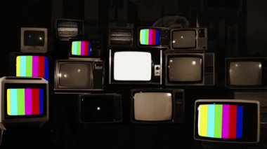 Retro Televizyonlardaki Renk Çubukları. Çoklu Ekran. Sepia Tonu. 