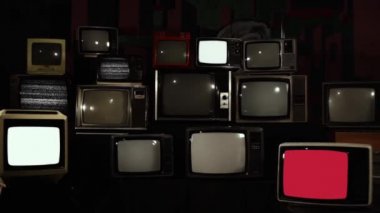 Retro televizyonlar ve İtalya Ulusal Bayrağı. Yakınlaştır. 