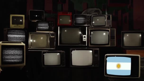 Televisores Retro Bandera Argentina Ampliar — Vídeos de Stock
