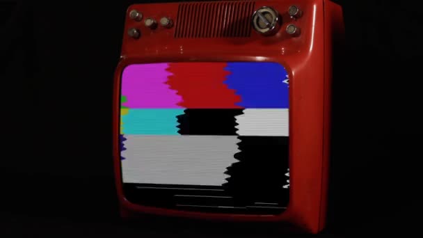 Oude Retro Televisie Zet Color Bars Aan — Stockvideo