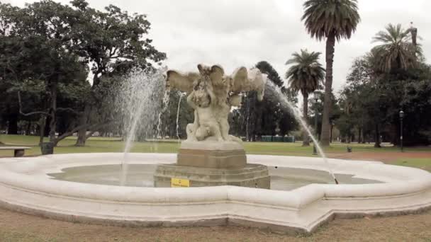 Klassisk Fontän Figur Marmor Parque Tres Febrero Populärt Känd Som — Stockvideo