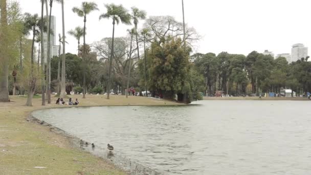 Ptáci Lidé Sedí Parque Tres Febrero Známý Jako Bosques Palermo — Stock video