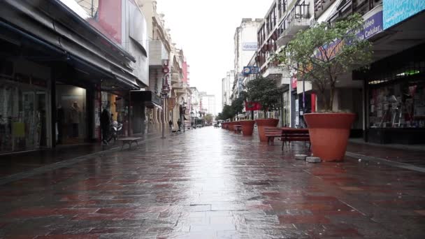 Вулиця Флорида Буенос Айресі Аргентина Дощовий День — стокове відео