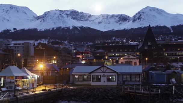 Town Port Ushuaia Dawn View Beagle Channel Provincie Tierra Del — Stock video