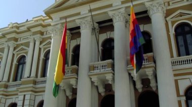 Bolivya Yasama Sarayı 'nın ana cephesi, La Paz, Bolivya. 