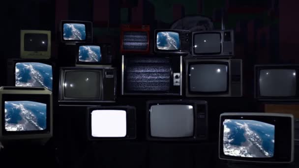 Uzaydan Bakıldığında Talya Lerin Birçok Televizyonunda Nasa Tarafından Desteklenen Videonun — Stok video