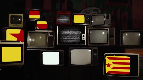 Bandeira Estelada Vermelha Tvs Retro — Vídeo de Stock