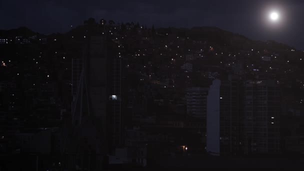 Gece Vakti Bolivya Nın Başkenti Paz Bir Tepenin Üzerindeki Binalar — Stok video